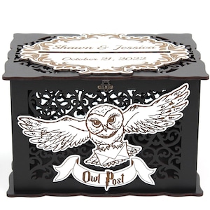 Cards and Well Wishes Wedding Post Box Wisdom Owl Money Box for gift  Envelopes Keepsake Box Sweet 16 Quinceanera