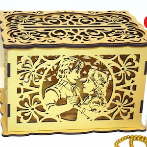 Princess Rapunzel Wedding Card Box With Lock With Slot, Fairy Tale Wedding Money Box  Wedding Card Holder Wedding Gift, Handmade Gifts