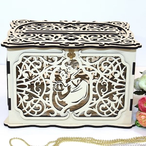 Princess Wedding Card Box With Lock With Slot, Snow White Wedding Money Box Fairy Tale Wedding Card Holder Wedding Gift