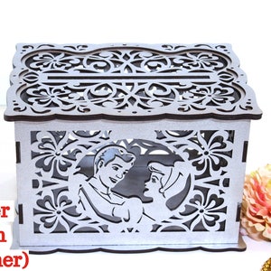 Wedding Card Box With Lock, Cinderella Fairy Tale Wedding Money Box Lockable, Wedding Card Holder, Wooden Wedding Gift Keepsake Box 1