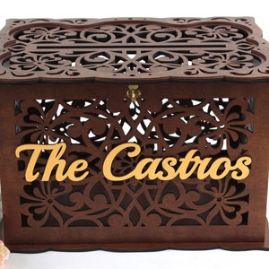 Wedding Card Box With Lock Personalized For Wedding Envelopes, Well Wishes Card Holder, Wedding Post Money Box With Slot