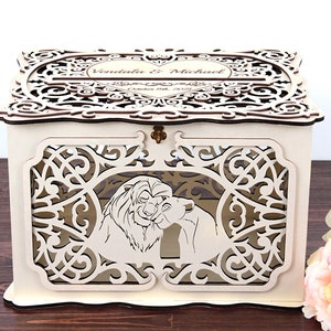 Wedding Card Box Simba and Nala Lion and the Lioness Card Holder, Wedding Envelopes Famous Cartoon Characters