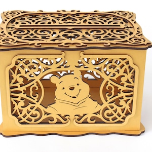 Winnie  Wedding Card Box With Lock With Slot, Wedding Card Holder, Baby Shower, Keepsake Box