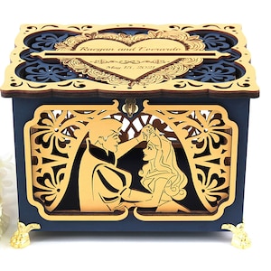 Wedding Card Box Sleeping Beauty Wedding Post Money Gift Envelopes Cards Keepsake for Well Wishes Sweet 16 Quinceanera