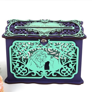 Wedding Card Box Simba and Nala Lion, Cartoon Themed Wedding Money Box, Lion Couple Wedding Cards Holder, Wedding Gift at Wedding Reception