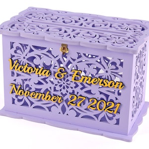 Wedding Card Box, Personalized Card Box For Wedding Gifts and Money Envelopes, Well Wishes, Wedding Reception, Quinceanera, Sweet Sixteen