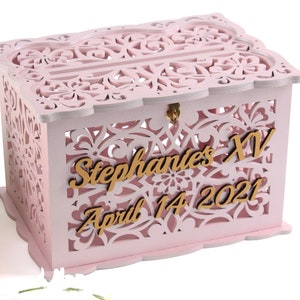 Elegant Wooden Wedding Card Box for Quinceanera, Sweey Sixteen Party- Personalized Keepsake and Gift Organizer