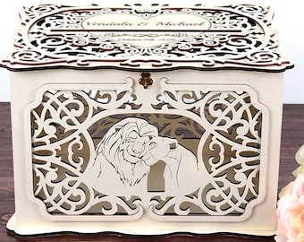 Wedding Card Box Simba and Nala Lion and the Lioness Card Holder, Wedding Envelopes Famous Cartoon Characters