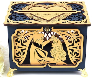 Wedding Card Box Sleeping Beauty Wedding Post Money Gift Envelopes Cards Keepsake for Well Wishes Sweet 16 Quinceanera