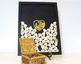 The Beauty Beast Wedding Guest Book Alternative  Wooden Frame Drop Box, Shadow Box Personalized Custom Wedding GIft