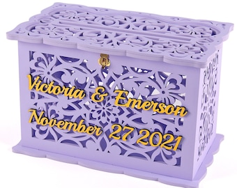 Wedding Card Box, Personalized Card Box For Wedding Gifts and Money Envelopes, Well Wishes, Wedding Reception, Quinceanera, Sweet Sixteen