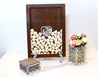 Beauty Beast Wedding Guest Book Alternative and the Wooden Frame Drop Box, Shadow Box Personalized Custom Wedding GIft, Handmade Gifts