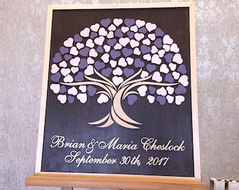 3D WEDDING GUEST BOOK Alternative Heart Unique Wedding Guest Book Tree Of Life Purple Rose Gold Rustic Wooden Guest Book Love Tree of Wishes
