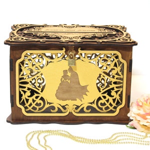 Bat and Belle Wedding Card Box With Lock With Slot, Fairy Tale Wedding Money Box, Superhero Wedding Card Holder Wedding Gift Keepsake Box