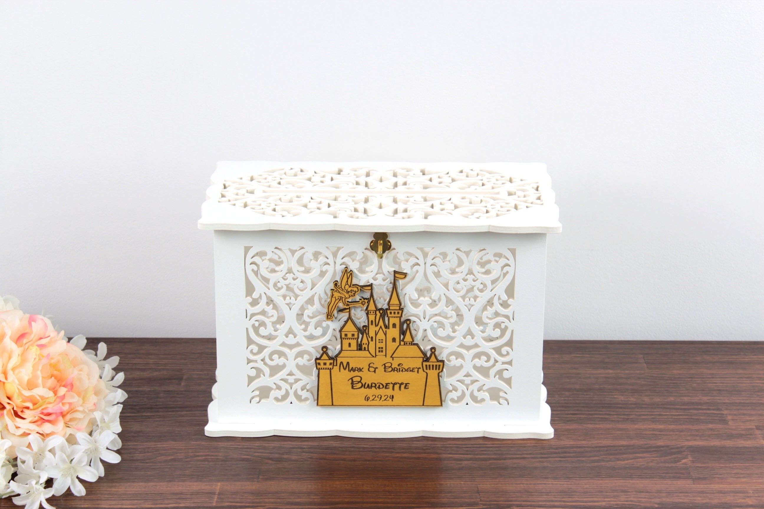 Wedding Card Box With Lock Fairy Castle Cinderella Quinceanera Money Box Sweet 15th Card Holder
