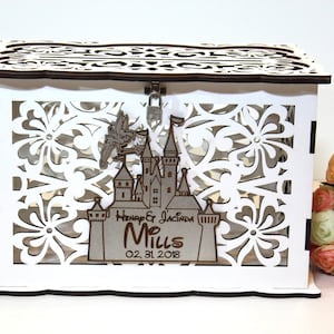 Cinderella Wedding Card Box With Lock With Slot Castle, Fairy Tale Wedding Money Box, Wedding Card Holder, Gift Envelopes Keepsake Box