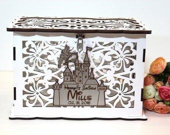 Cinderella Wedding Card Box With Lock With Slot Castle, Fairy Tale Wedding Money Box, Wedding Card Holder, Gift Envelopes Keepsake Box