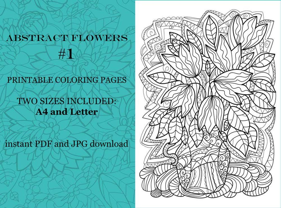 Printable Tulip Coloring Page – Botanical Floral Line Art – Adult ...