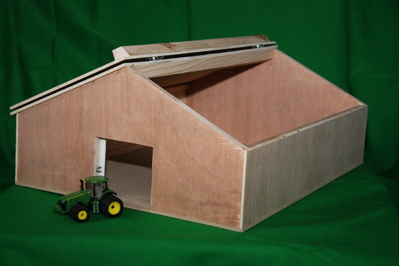 Toy Tractor Raw Wood Storage Barn Etsy