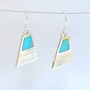 Boucles argent Turquoise Pirámide
