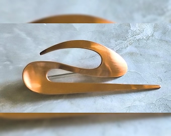 Midcentury Modernist Sculptural Copper Art Studio Brooch ORB