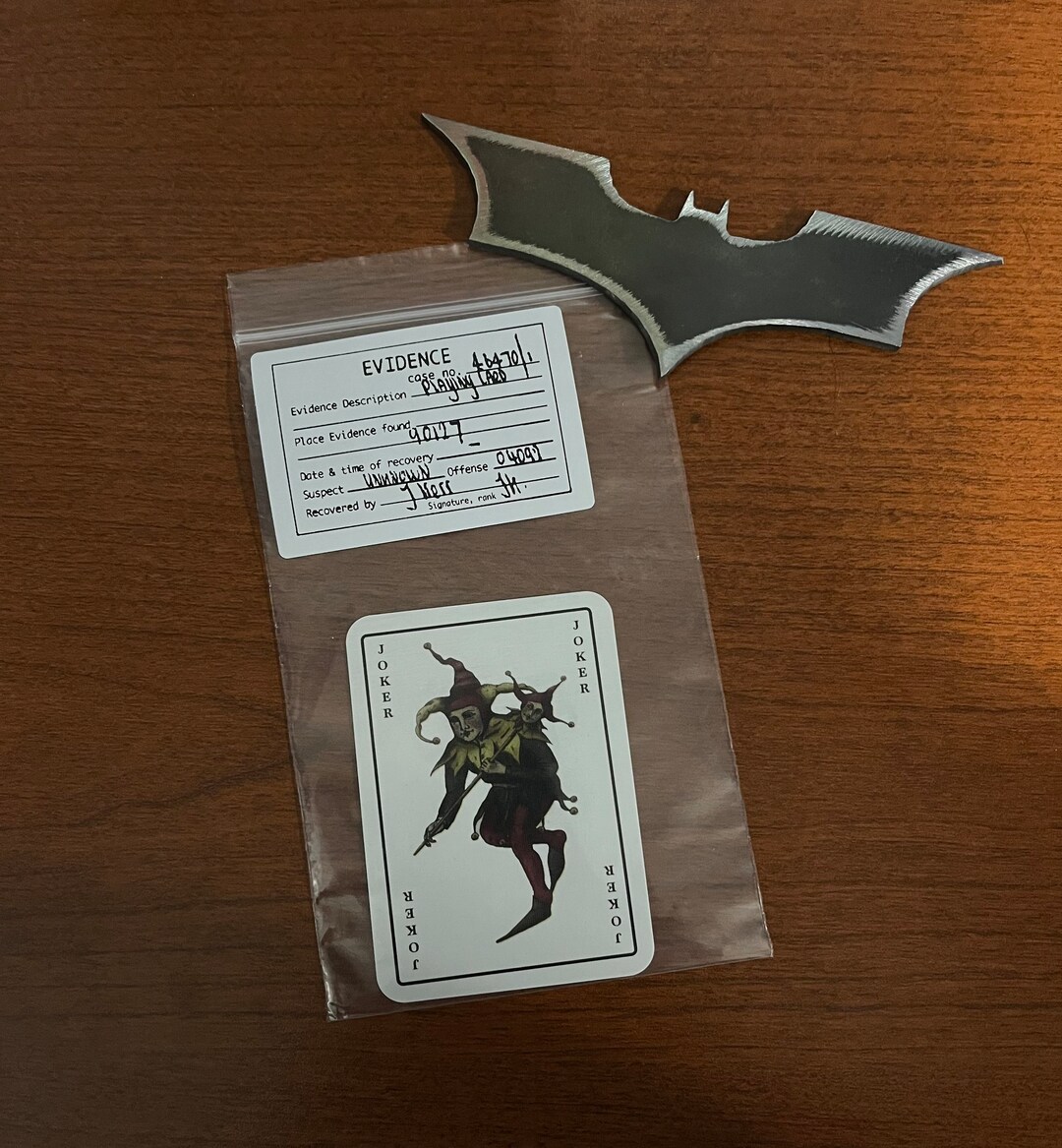 Joker Calling Card Evidence Bag Replica Batman Begins Etsy
