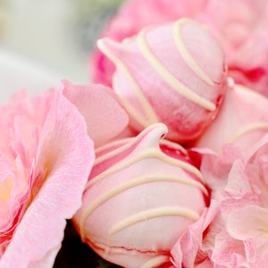 Adorable strawberry and white chocolate meringue kisses