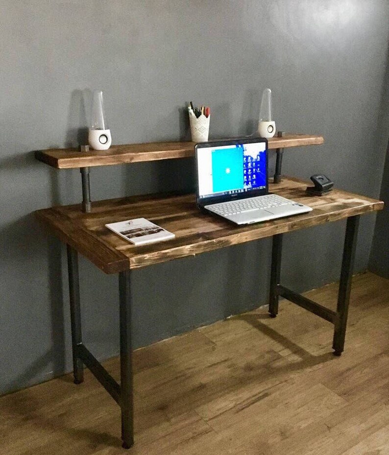 Reclaimed wood Dressing/PC table with shelf Etsy