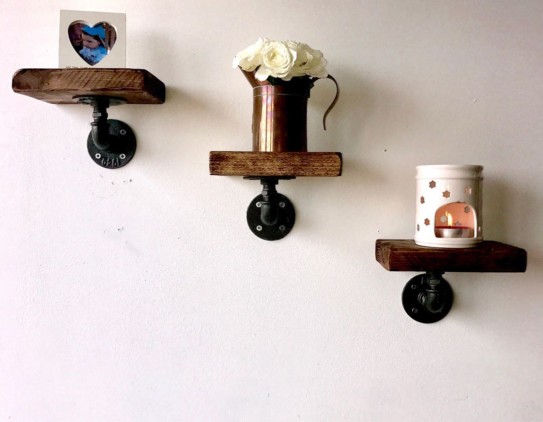 3 Industrial Chic Reclaimed Wood Shelves - Etsy UK