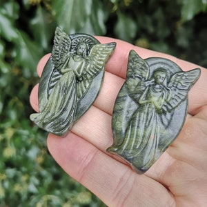 Green Jade Angel Carving - Crystal Carved Jade Angel - Green Gemstone Angel - Stone Of Virtue and Love - Good Luck Spiritual Angelic Gift