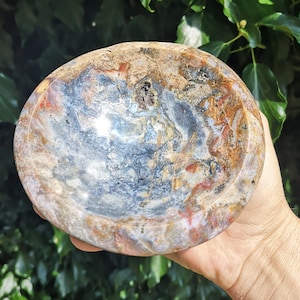 Ocean Jasper Crystal Bowl - Large Jasper Bowl - Bathroom Stone Bowl - Gemstone Bowl For Kitchen - Crystal Bowl For Home - Ocean Jasper