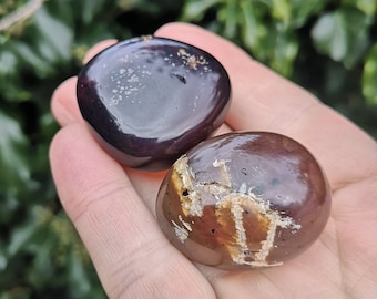 Amber Tumble Stones x 2 - Pair of Amber Tumbles - 27g Two Indonesian Amber Stones - UV Reactive - Ancient Tree Resin - Amber Gift