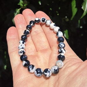 Orca Agate Bracelet - 8mm Orca Agate Crystal Bracelet - Orka Agate Bead Bracelet - Orca Gemstone Bracelet