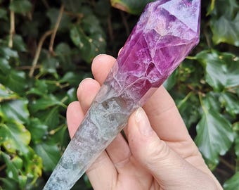 Rainbow Fluorite Wand Vogel Cut 200g - Multi Colour Fluorite Sceptre - Fluorite Gemstone Healing Tool - Chandelier Drop Cut Fluorite