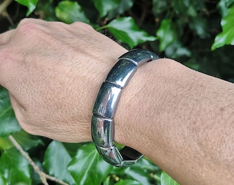 Terahertz Rectangle Bead Bracelet - Terahertz High Vibration Gem Soft Bangle -Terahertz Protection Stretch Bracelet - Terahertz Cuff for him