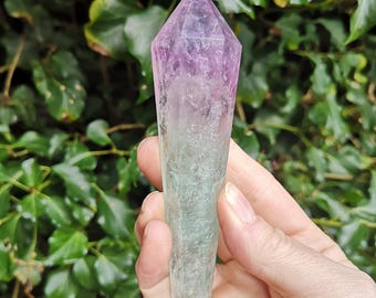 Rainbow Fluorite Wand Vogel Cut 143g - Multi Colour Fluorite Sceptre - Fluorite Gemstone Healing Tool - Chandelier Drop Cut Fluorite