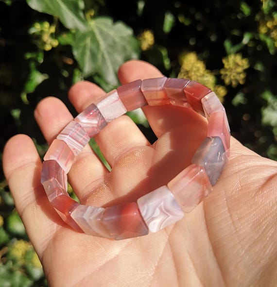 Banded Agate Bracelet - Peach Agate Soft Bangle - Sardonyx  display picture 1