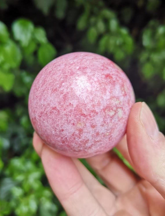 Thulite Sphere 51mm - Rare Pink Thulite Sphere 196g - Large Norway