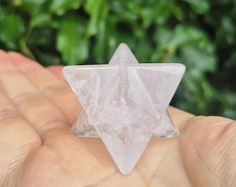 Clear Quartz Crystal Merkaba - Rock Quartz Merkabah Star Gem - Clear Quartz 3D Star - Crystal Star Carving - Sacred Geometry Crystal 31g