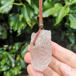 Nirvana Quartz Crystal Necklace - Ice Quartz Free Form Necklace - Raw Nirvana Crystal 50g on Cord - Himalayan Clear Quartz Minimal Necklace
