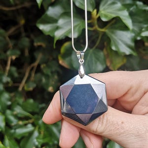Terahertz Hexagon Star Cut Necklace - Vogel Cut Terahertz Pendant & Silver Necklace - EMF Protection Star Cut Terahertz Necklace -Large Star
