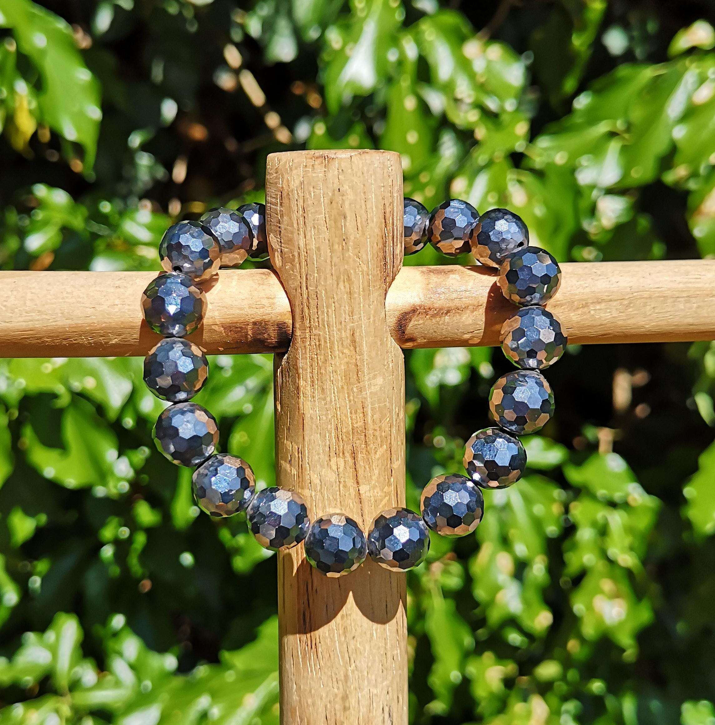 Sparkle Terahertz 10mm Bead Faceted Bracelet - Terahertz High