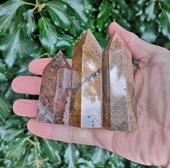 Sagenite Agate Tower - Golden Rutilated Quartz Tower -  Sagenite Rutile Tower - Rare Rutilated Quartz Point - 3 left