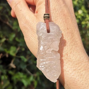 Nirvana Quartz Crystal Necklace - Ice Quartz Free Form Necklace - Raw Nirvana Crystal  28g on Cord - Himalayan Clear Quartz Minimal Necklace