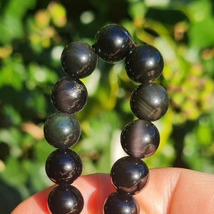 Rainbow Obsidian Crystal Bracelet - 8mm Rainbow Obsidian Bead Bracelet - Flashy Rainbow Obsidian Bracelet for Energy Protection