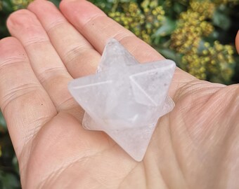 Clear Quartz Crystal Merkaba Star - Rock Quartz Merkabah Star Gemstone  - Clear Quartz 3D Star - Crystal Star Carving - Sacred Geometry 30g