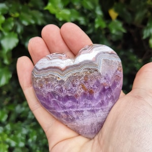 Amethyst & Crazy Lace Agate Heart Carving  - Rare Amethyst Agate Puff Heart  -Crazy Lace Agate with Amethyst Heart 276g