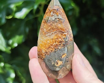 Golden Healer + Pyrite Display Crystal 103g - Lions Gate Quartz Statement - Iron Oxide Golden Quartz + Pyrite Tear Drop - Golden Ray Healing