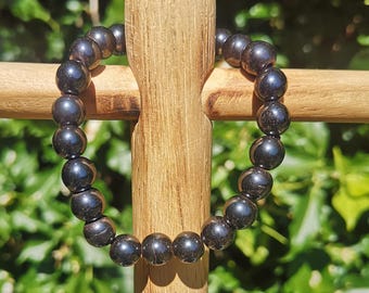 Hematite 8mm Bead Bracelet - Hematite Protection Crystal Bracelet - Energy Protection Hematite Bracelet - Grounding  - 7 - 7 1/2 inch wrist