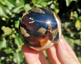 Large Amber Sphere 56mm - Hand Carved XL Amber Sphere 96g - Indonesian Amber Sphere - Ethically Sourced Sumatran Amber Rare